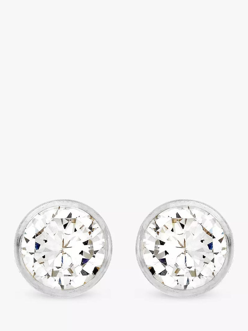 IBB 9ct white gold cubic zirconia stud earrings - British product