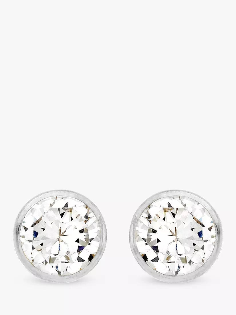 IBB 9ct white gold cubic zirconia stud earrings - British product
