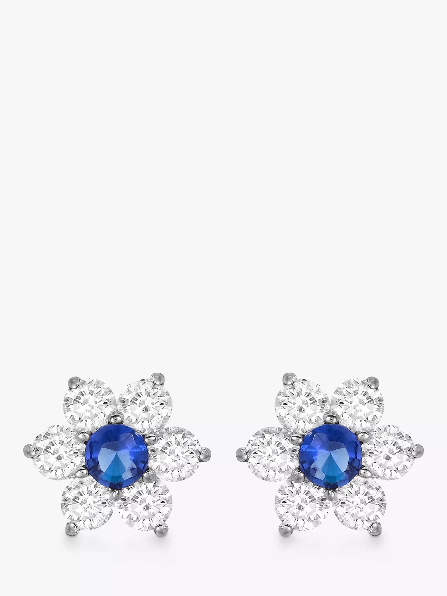 IBB 9ct White Gold Flower Cluster Stud Earrings 10mm