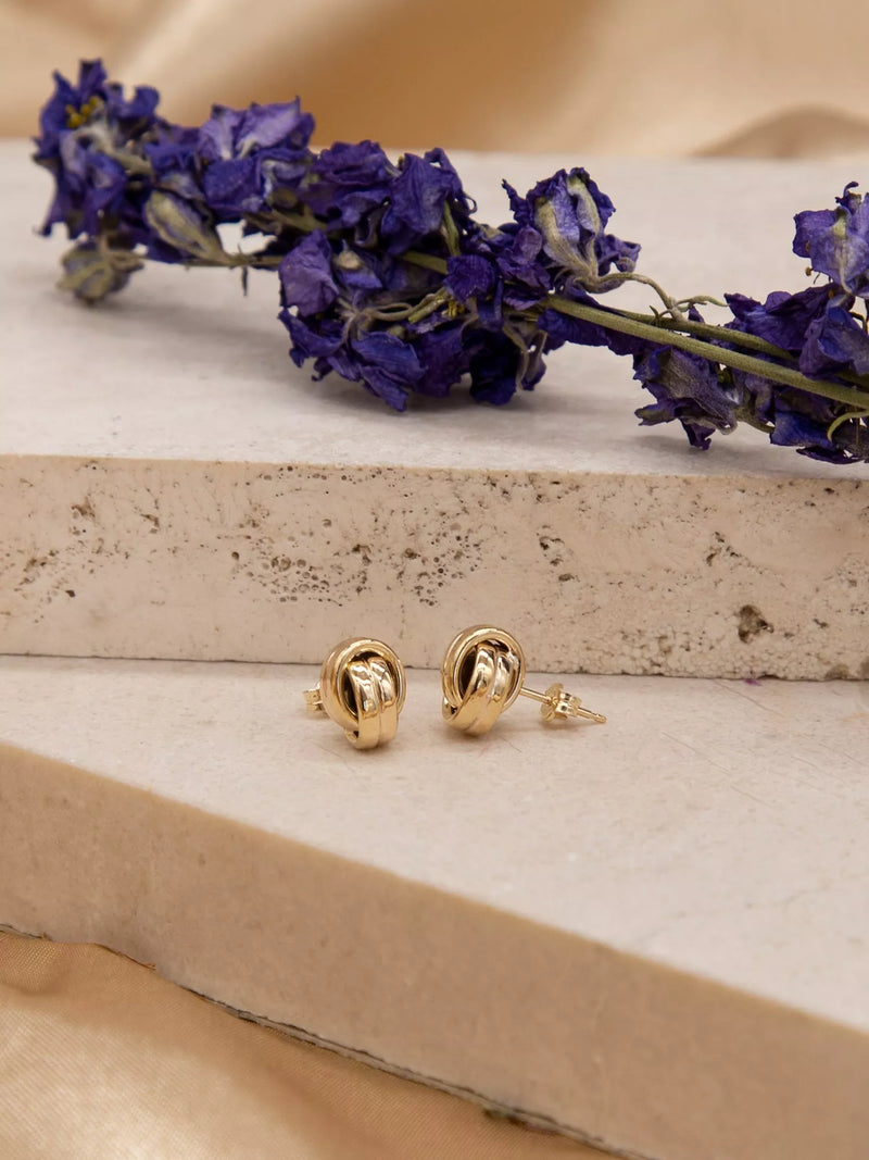 IBB 9ct gold knot stud earrings 11x7mm - British product