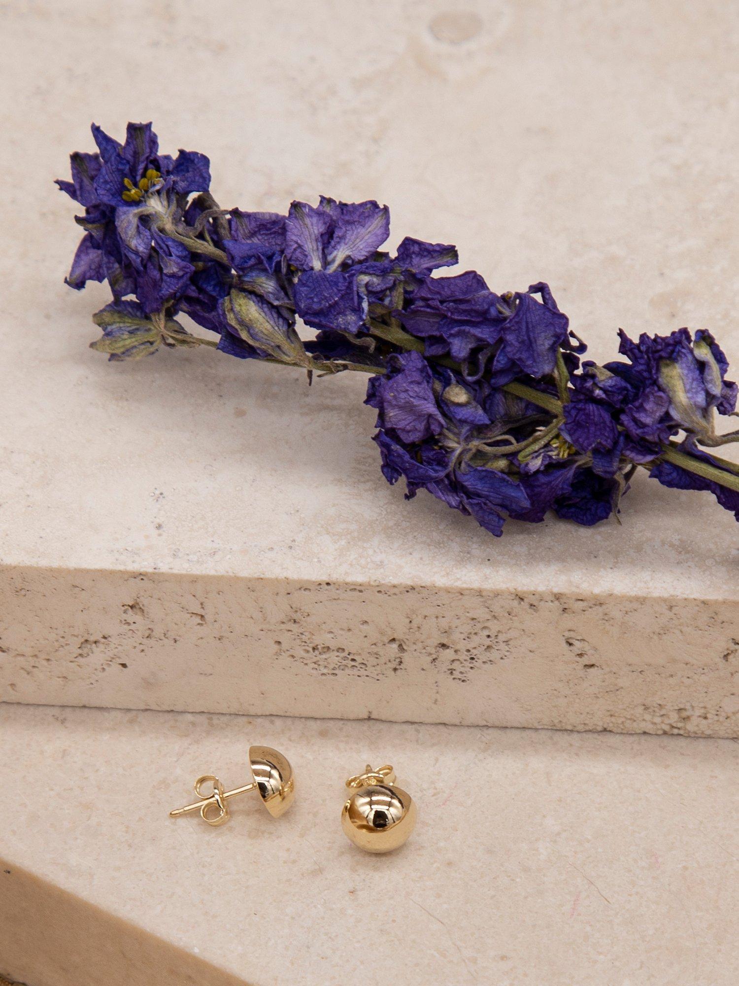IBB 9ct yellow gold half ball stud earrings 0.8cm - British product