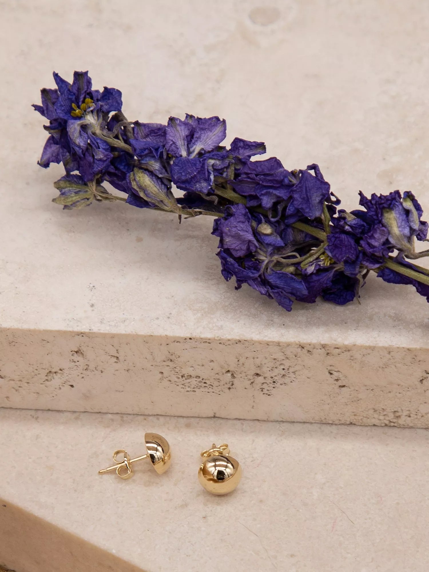 IBB 9ct yellow gold half ball stud earrings 0.8cm - British product