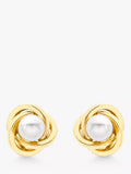 IBB 9ct gold cultured pearl knot stud earrings - British product