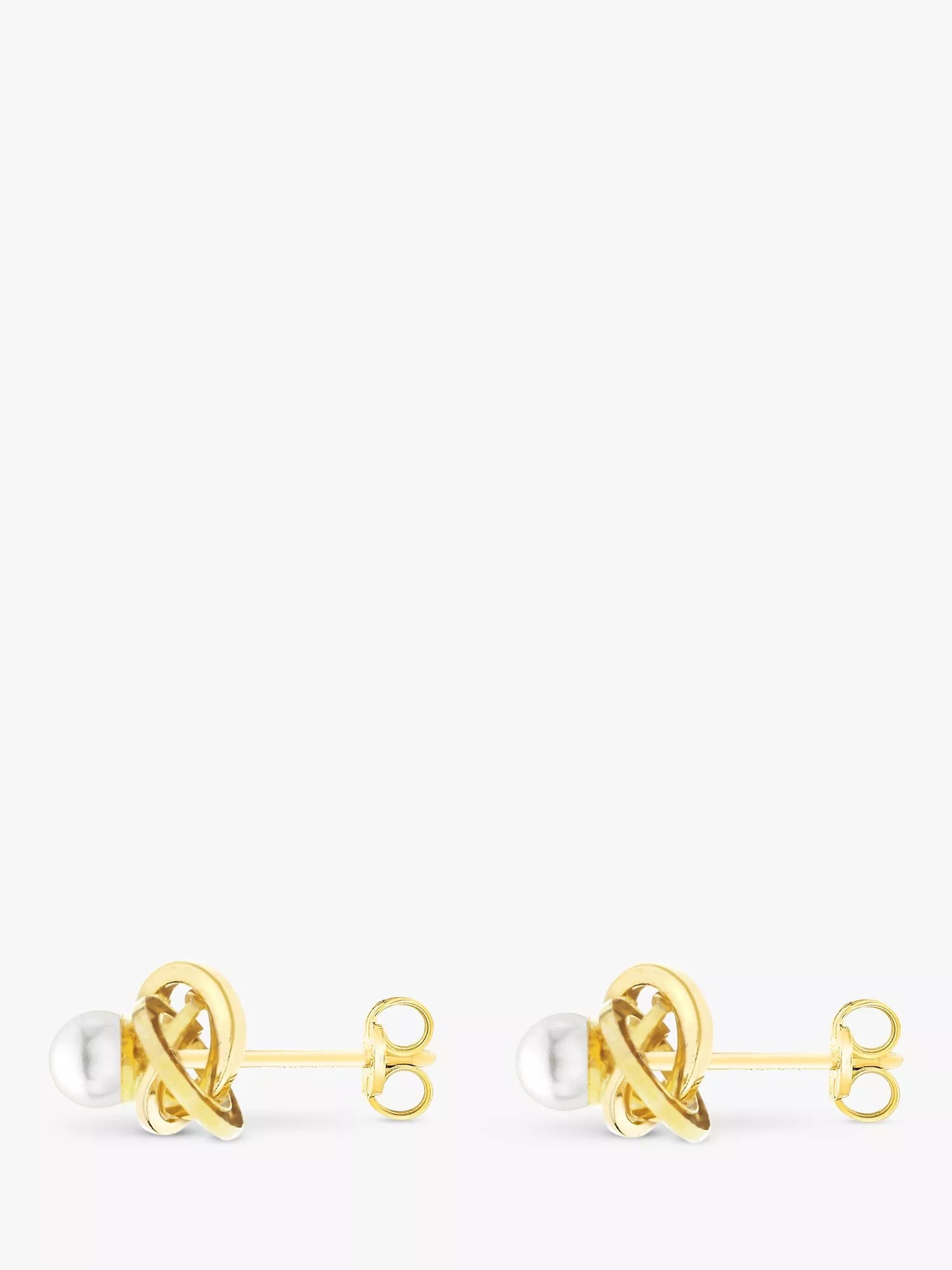 IBB 9ct gold cultured pearl knot stud earrings - British product
