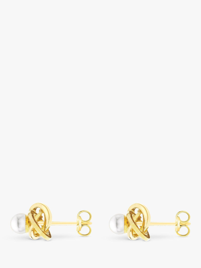 IBB 9ct gold cultured pearl knot stud earrings - British product