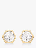 IBB 9ct gold hexagonal cubic zirconia stud earrings, UK version