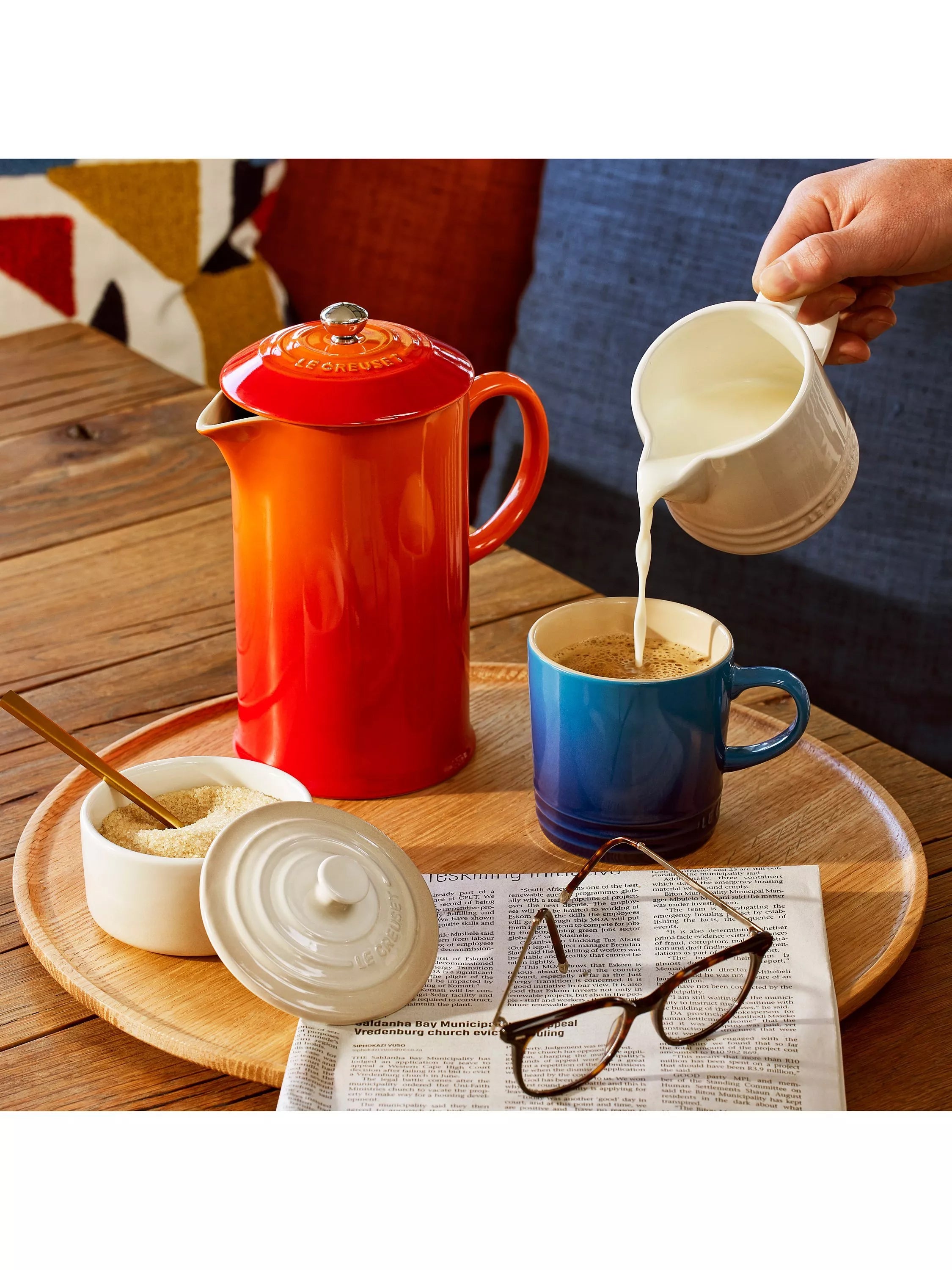 Stoneware Coffee Press with Metal Plunger 1L in Volcanic