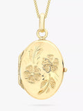 IBB 9ct yellow gold daisy oval locket pendant necklace, imported from the UK