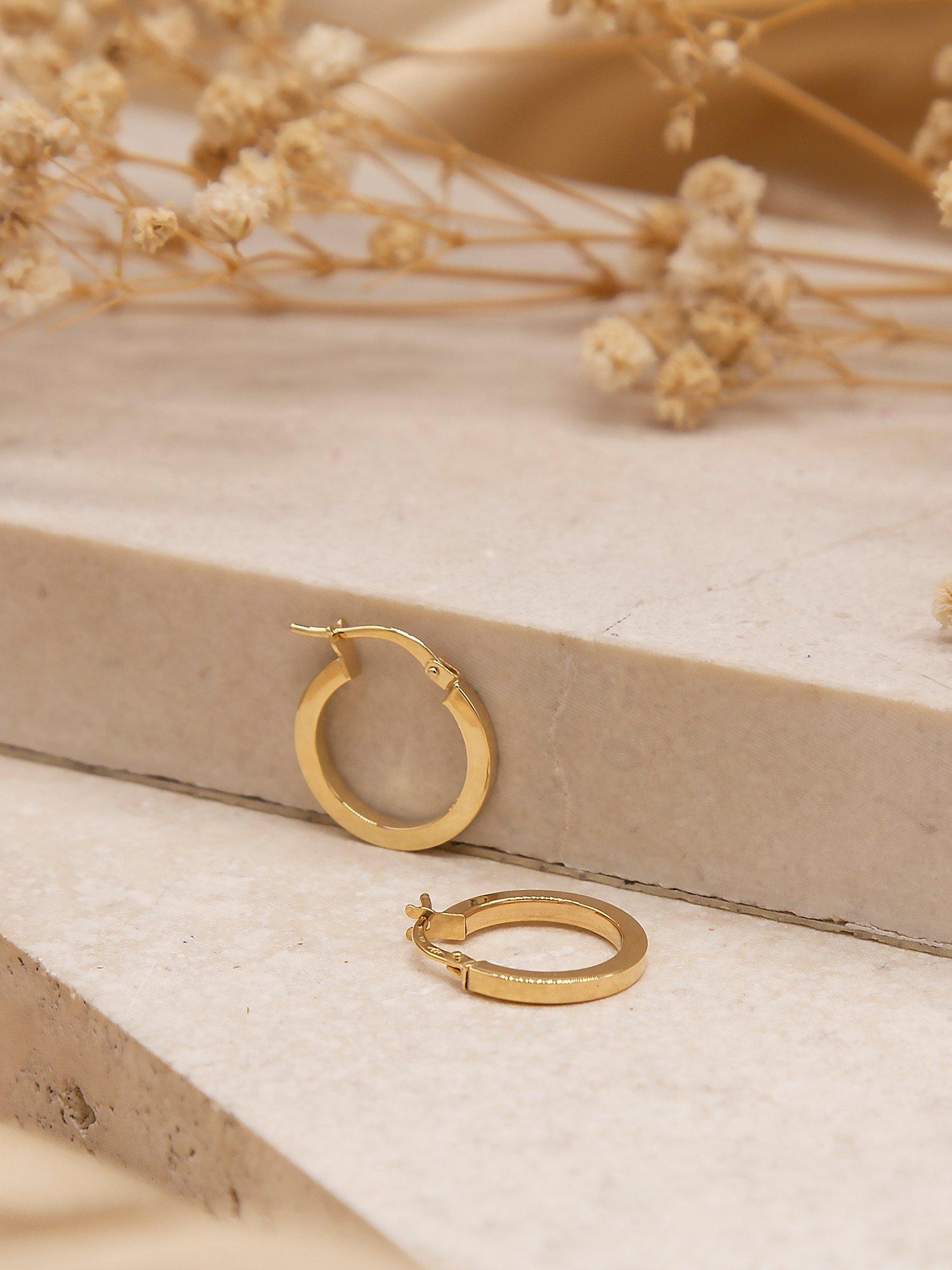 IBB 9ct gold hoop earrings 16mm, imported from the UK