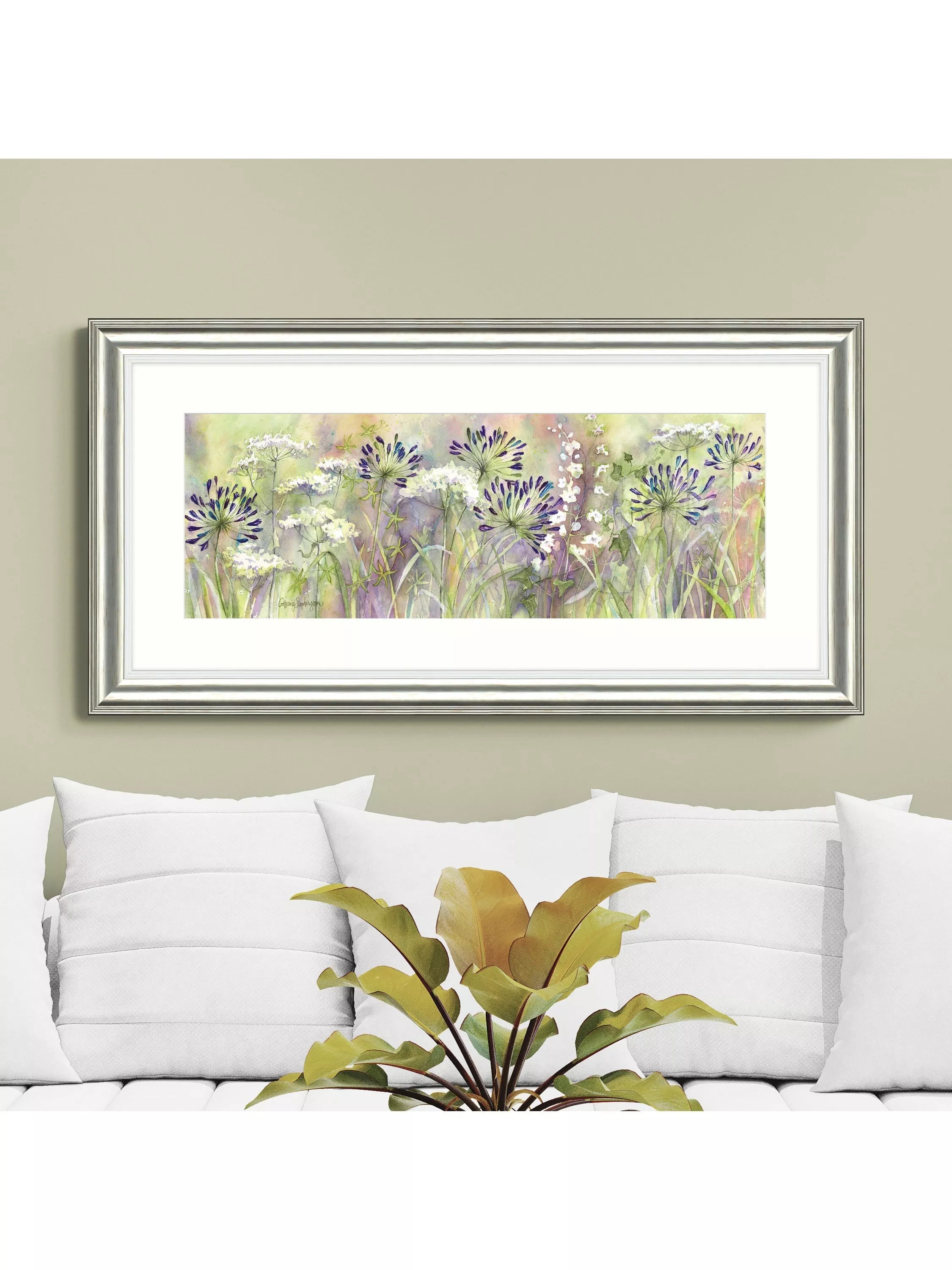 John Lewis framed print Agapanthus Grasses 55x110cm, imported from the UK