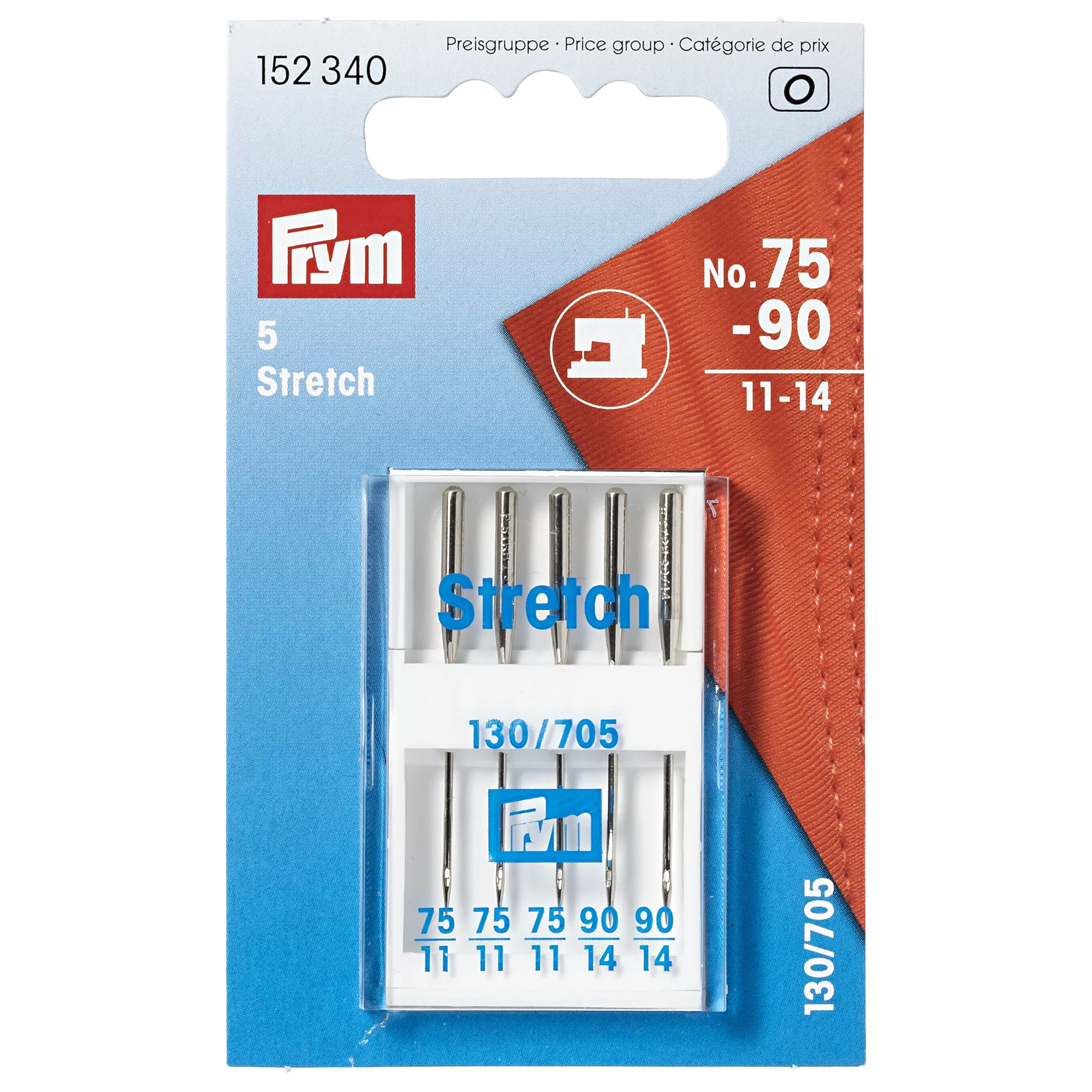 Prym sewing machine needles stretch 75-90 pack of 5, UK version