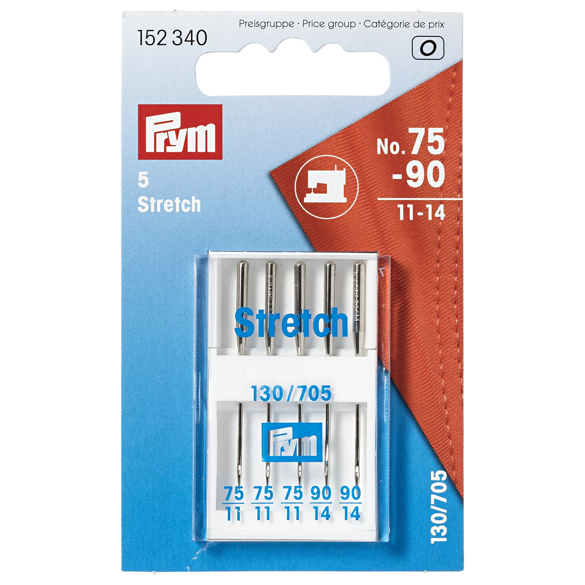 Prym sewing machine needles stretch 75-90 pack of 5, UK version