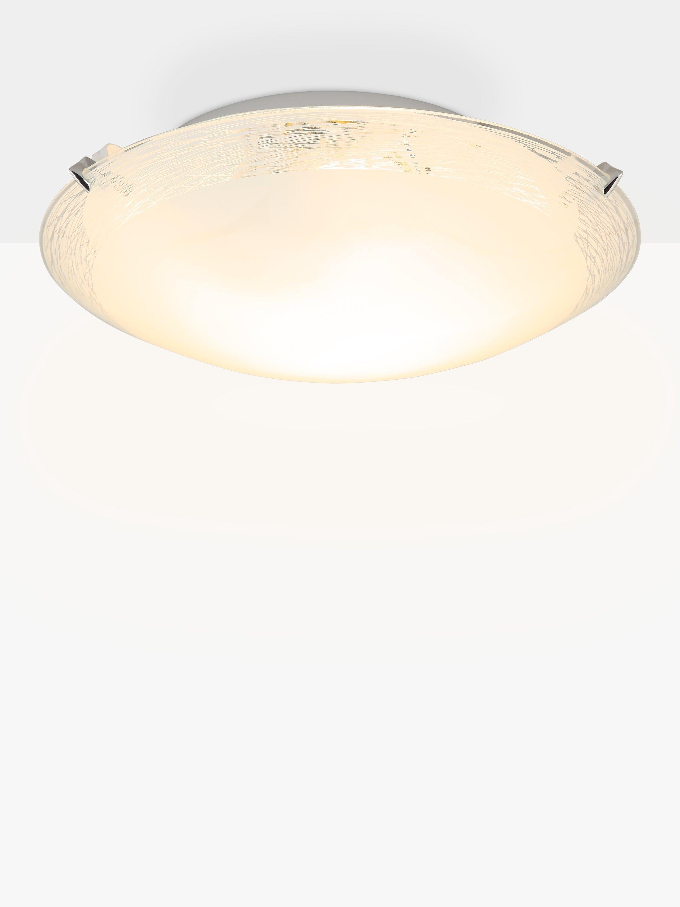 John Lewis Conrad flush ceiling light with frosted glass, imported from the UK