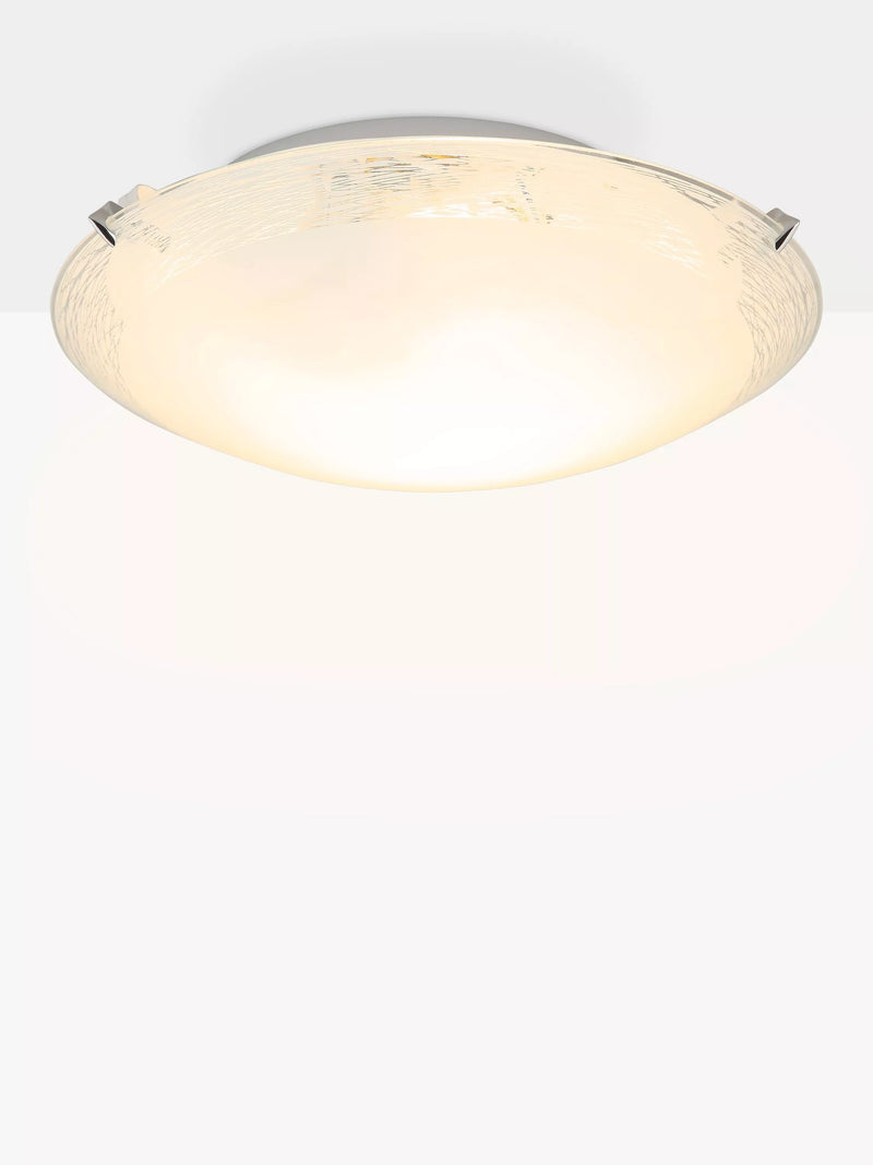 John Lewis Conrad flush ceiling light with frosted glass, imported from the UK