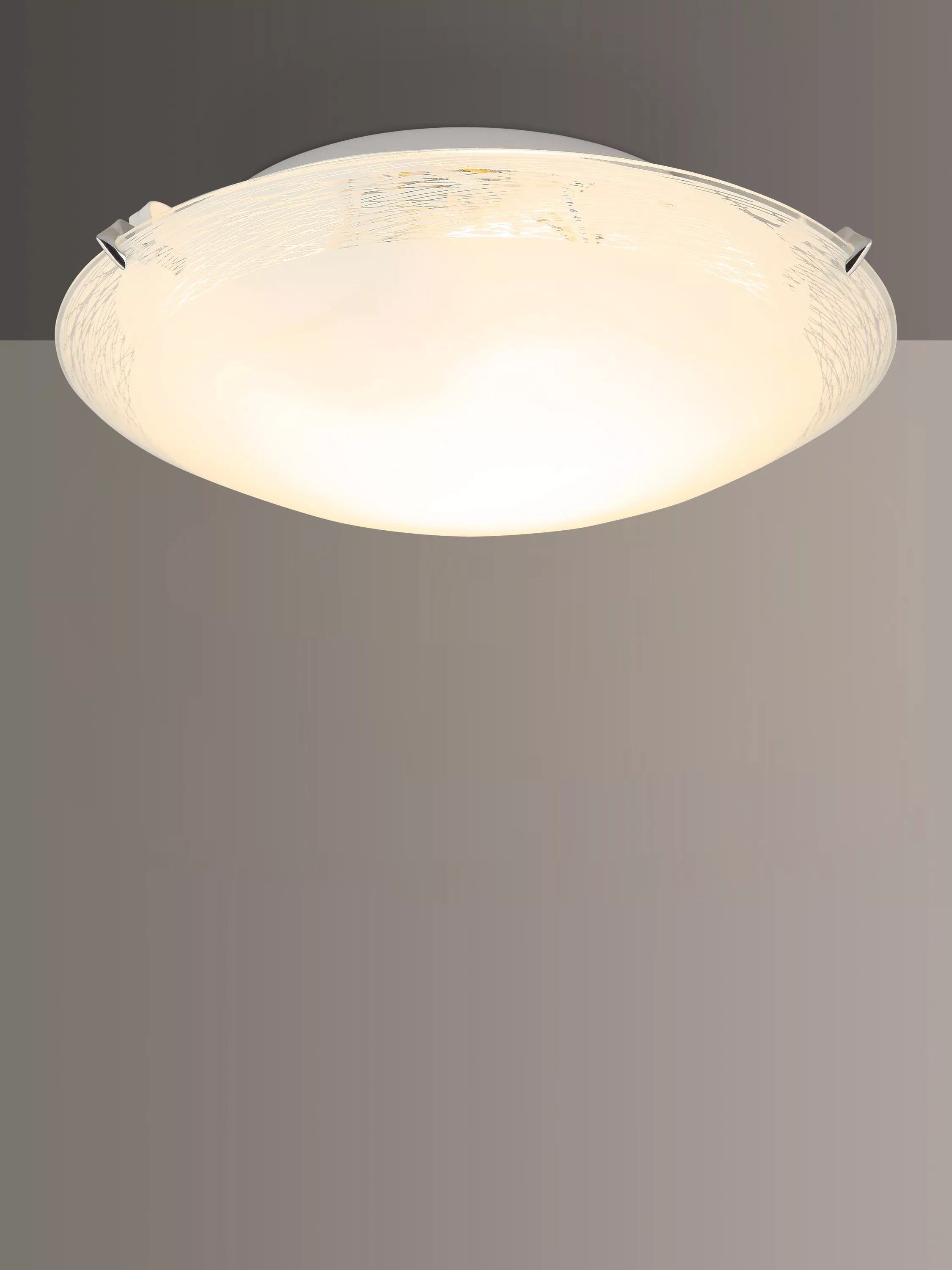 John Lewis Conrad flush ceiling light with frosted glass, imported from the UK