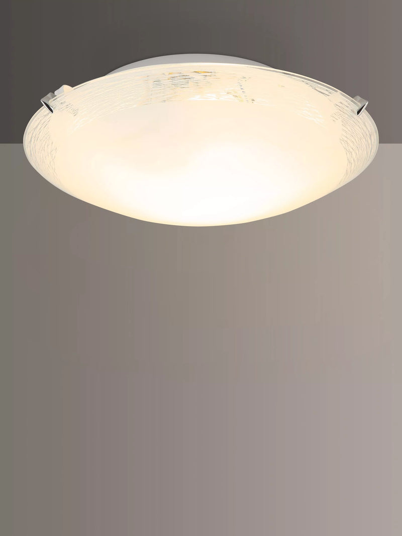 John Lewis Conrad flush ceiling light with frosted glass, imported from the UK