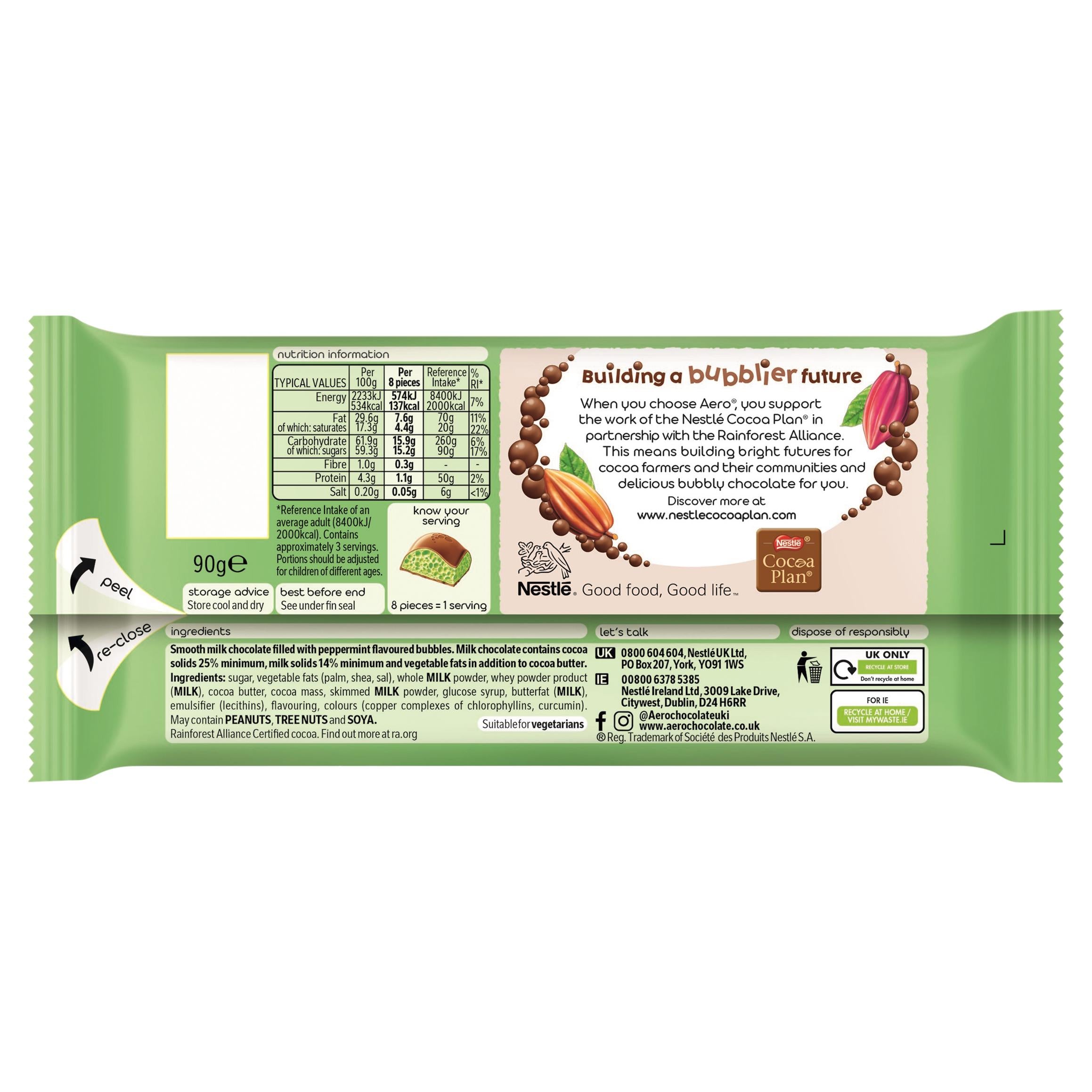 Aero peppermint chocolate sharing bar 90g (British brand)