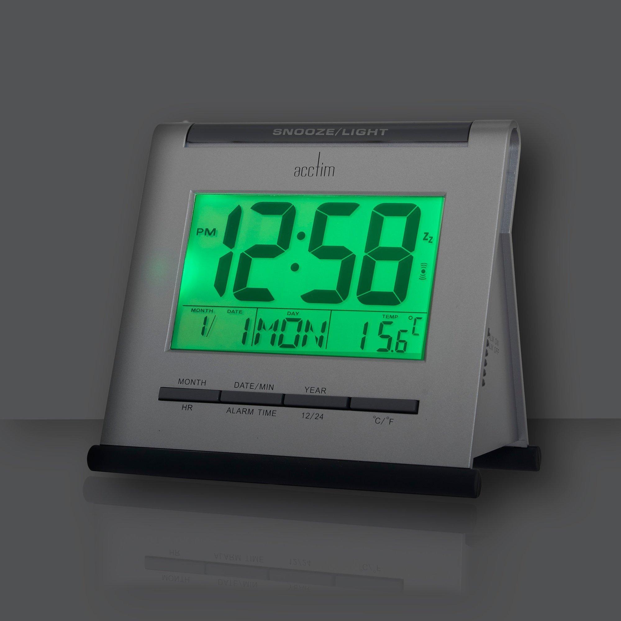 Acctim Apex alarm clock silver, imported from the UK