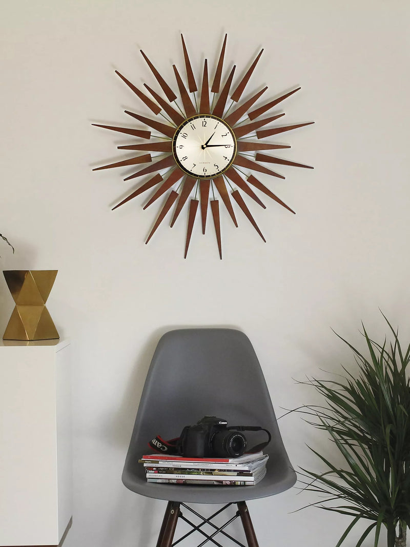 Newgate Clocks Pluto retro sunburst wall clock 65cm (British brand)