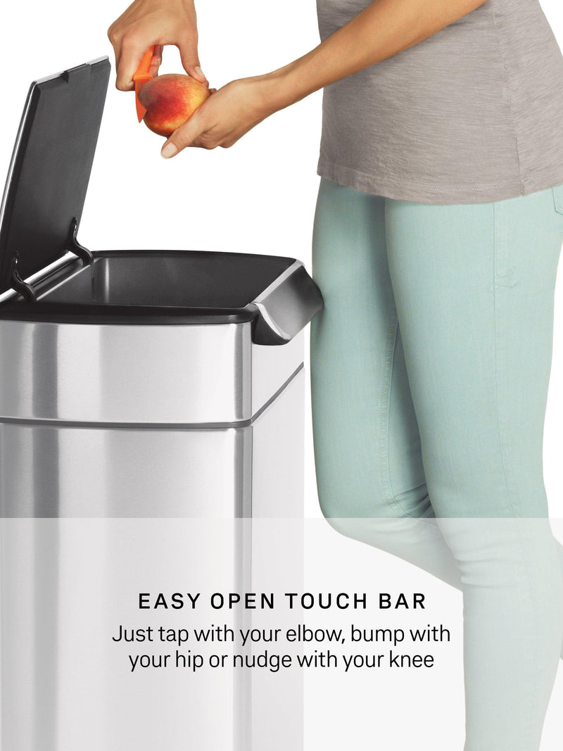 simplehuman rectangular touch bar bin brushed stainless steel 40L (British brand)