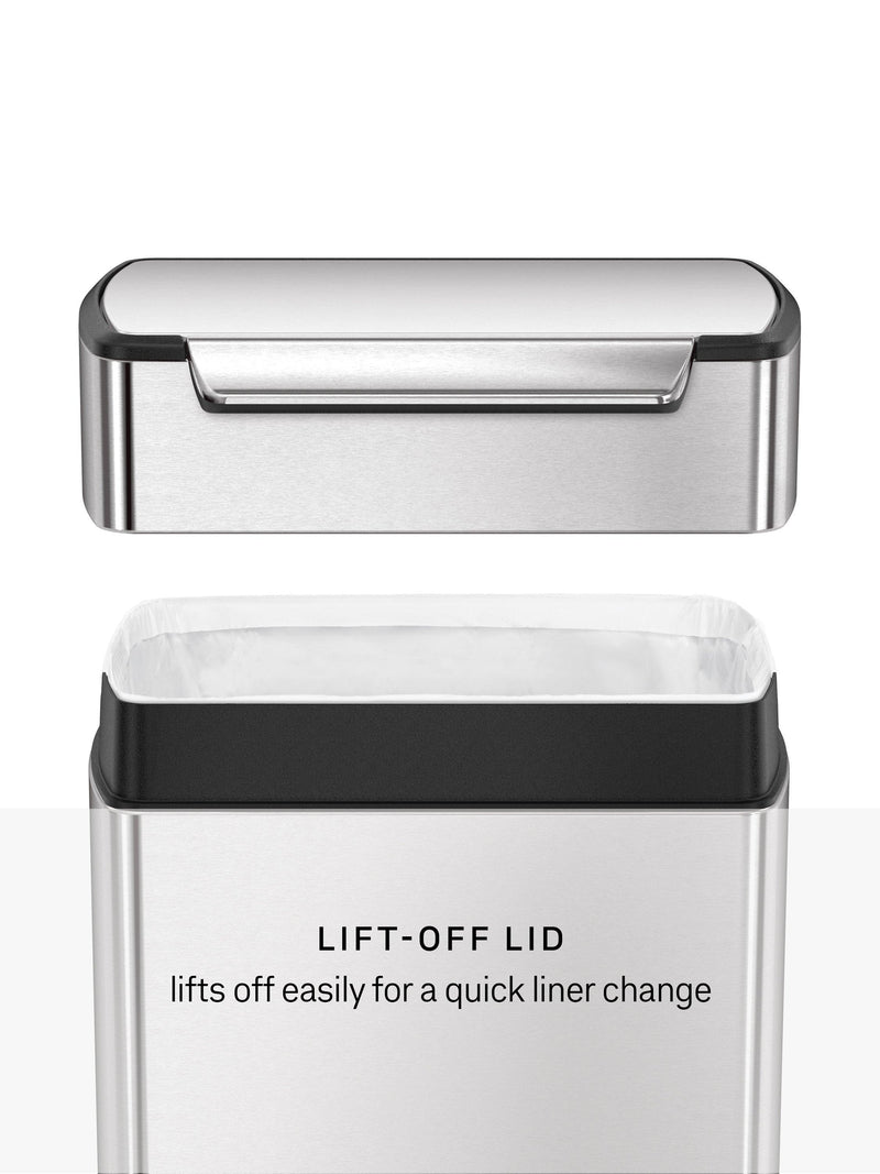 simplehuman rectangular touch bar bin brushed stainless steel 40L (British brand)
