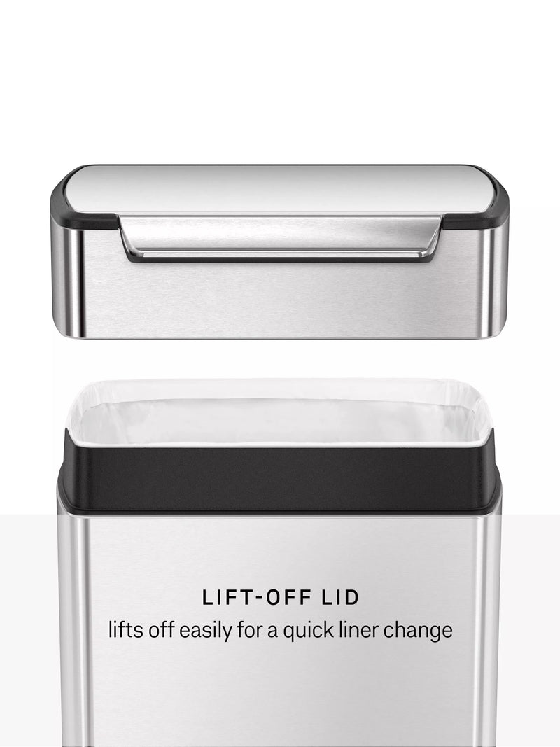 simplehuman rectangular touch bar bin brushed stainless steel 40L (British brand)