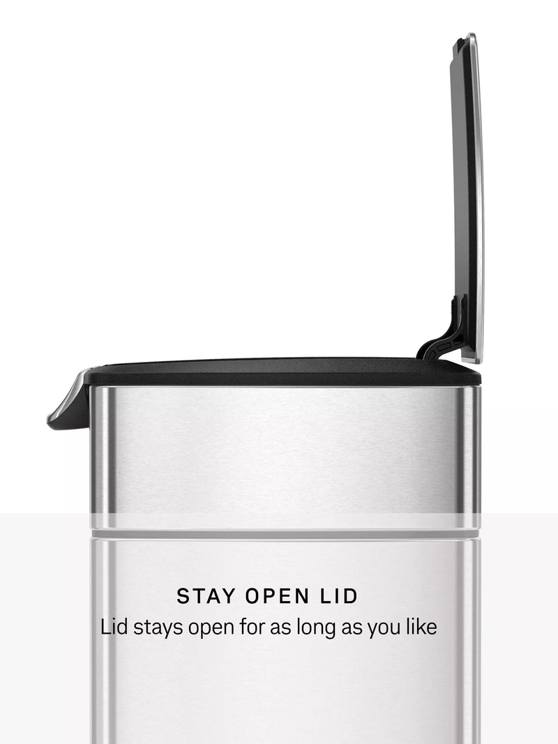 simplehuman rectangular touch bar bin brushed stainless steel 40L (British brand)