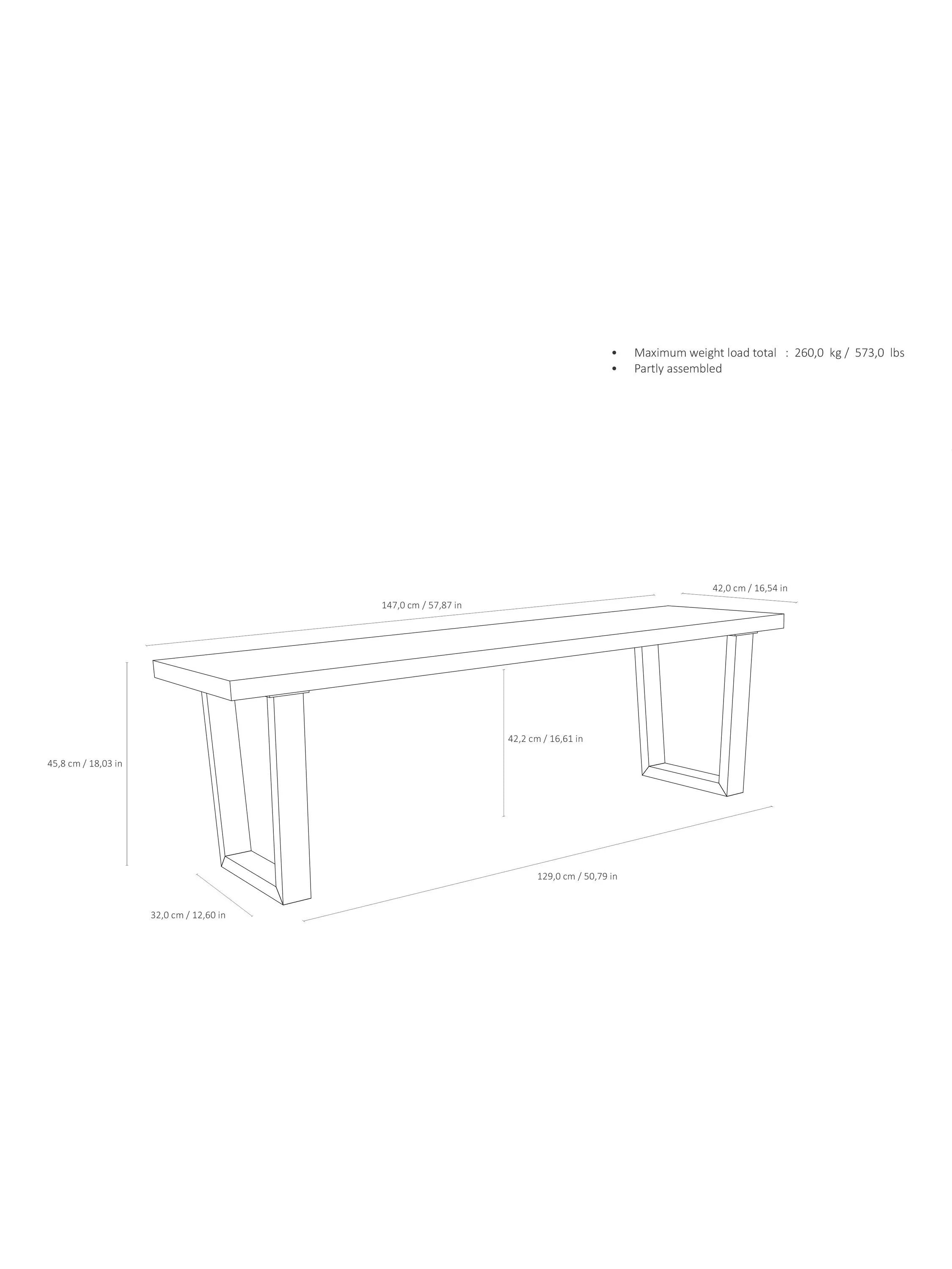 John Lewis Calia 3-seater solid oak dining bench - British product