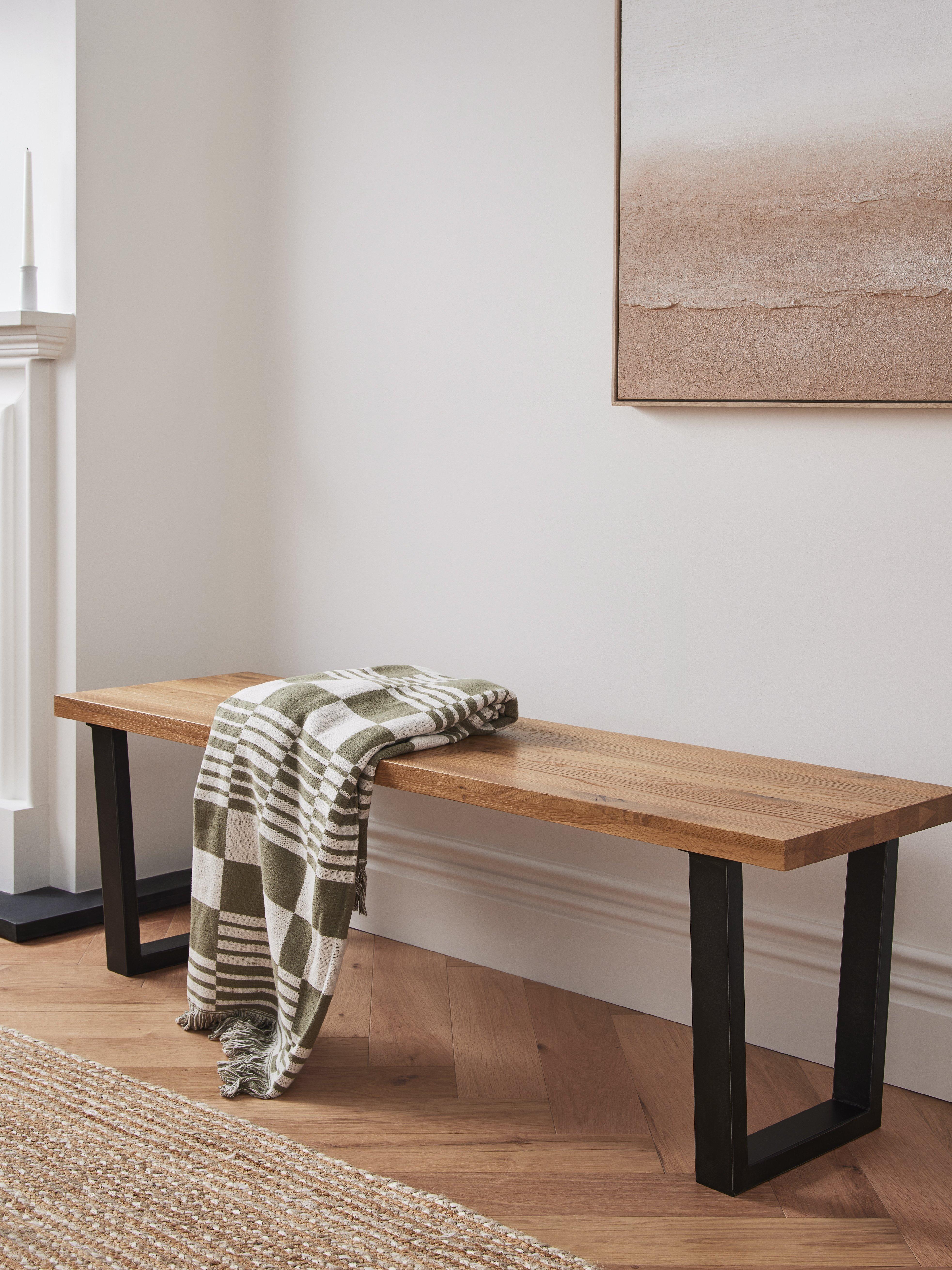 John Lewis Calia 3-seater solid oak dining bench - British product