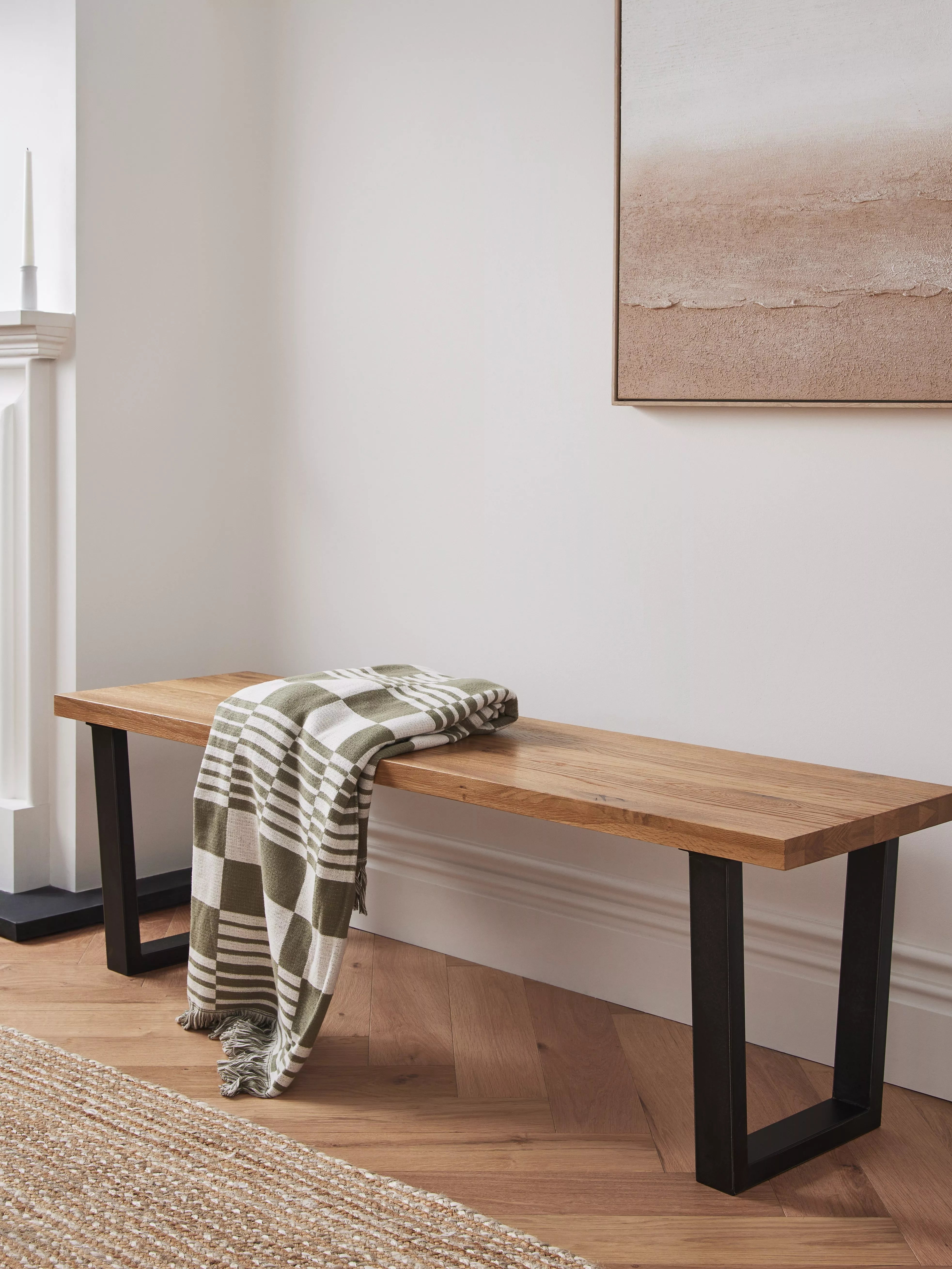 John Lewis Calia 3-seater solid oak dining bench - British product