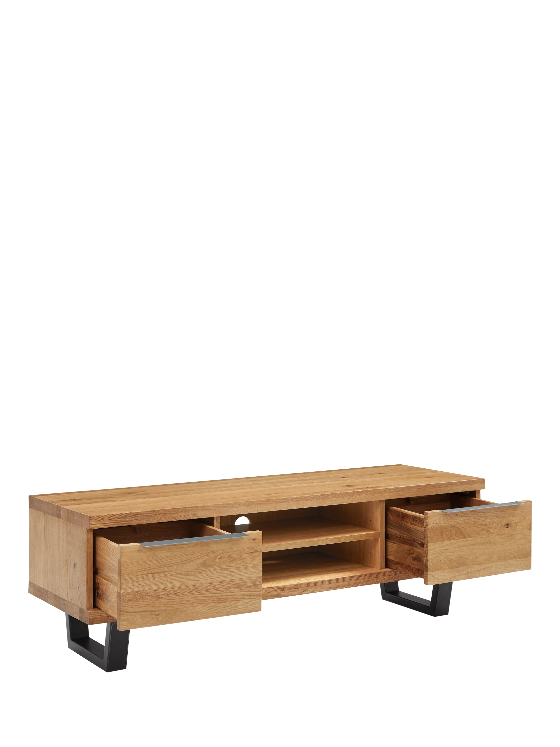 John Lewis Calia TV stand solid oak metal imported from the UK