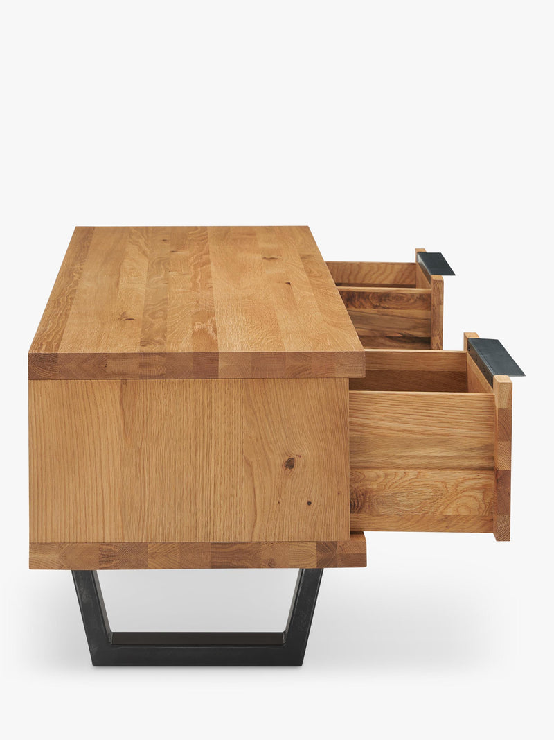 John Lewis Calia TV stand solid oak metal imported from the UK