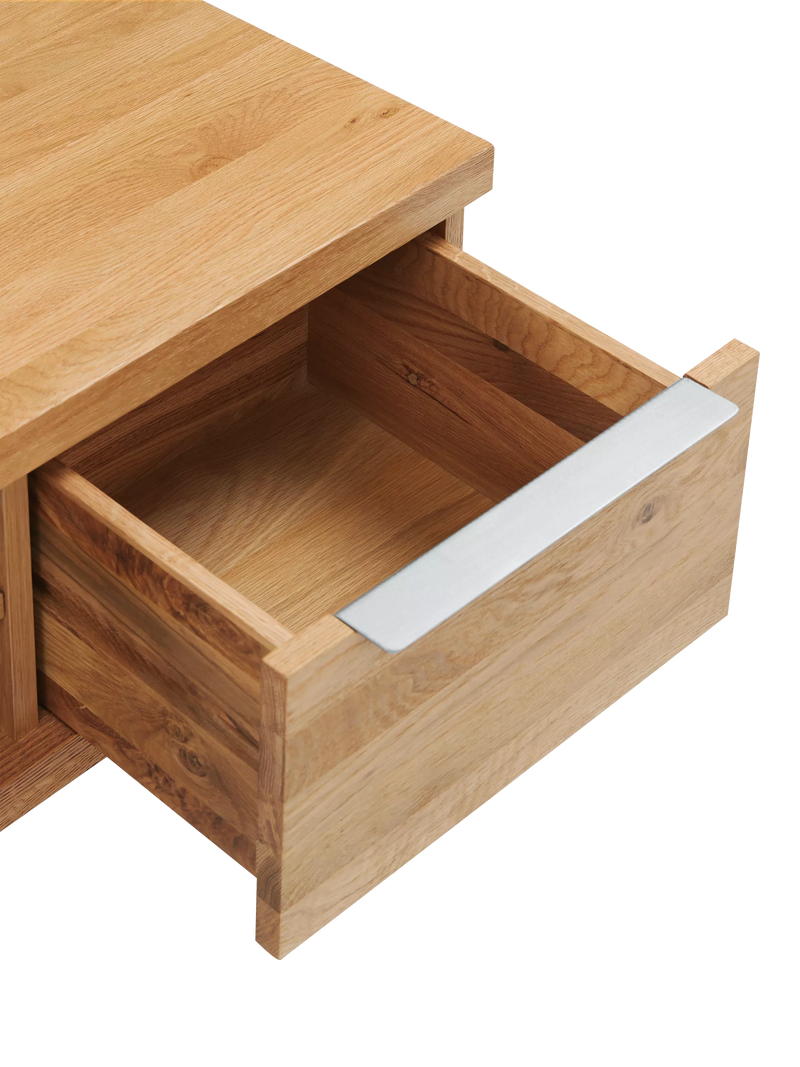 John Lewis Calia TV stand solid oak metal imported from the UK