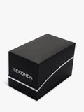 Sekonda men's date leather strap watch, black/cream, imported from the UK