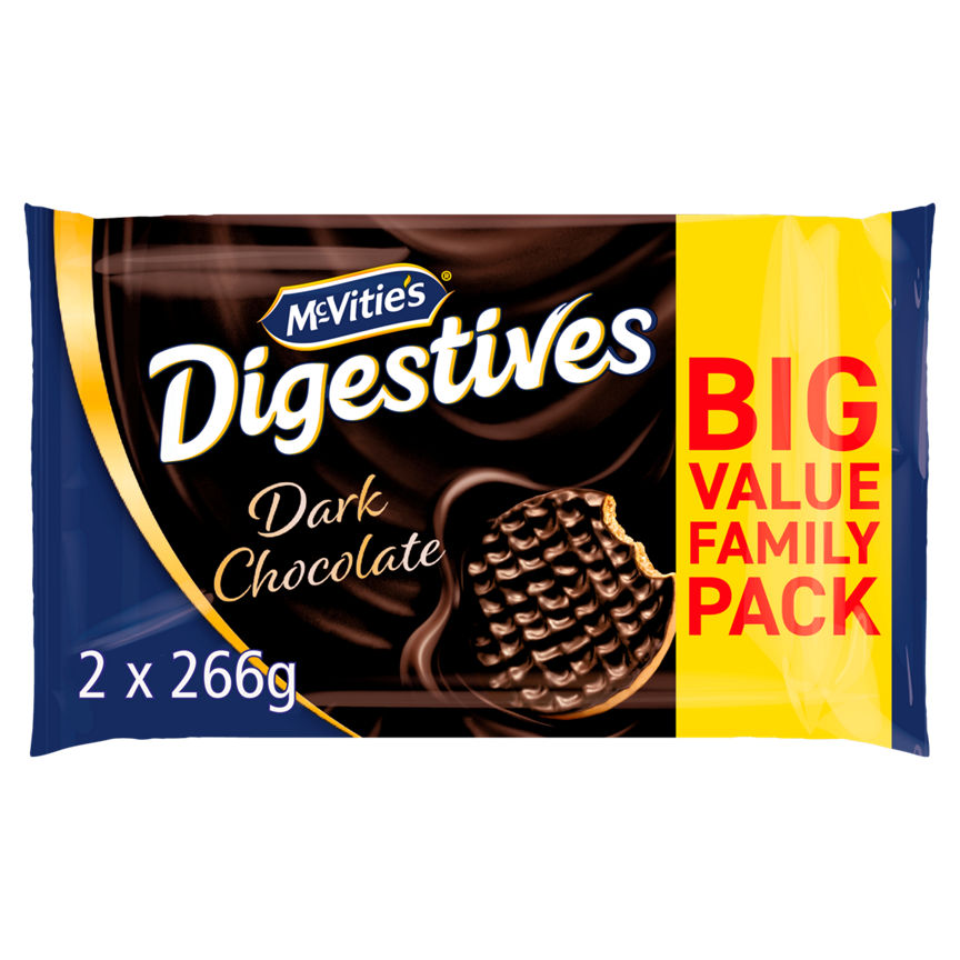 McVitie's Digestives Dark Chocolate Biscuits 2x266g, 532g GOODS ASDA   