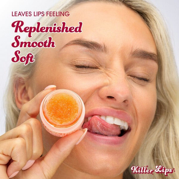 Killer Lips Peach Lip Scrub sugar exfoliator for lips, British brand
