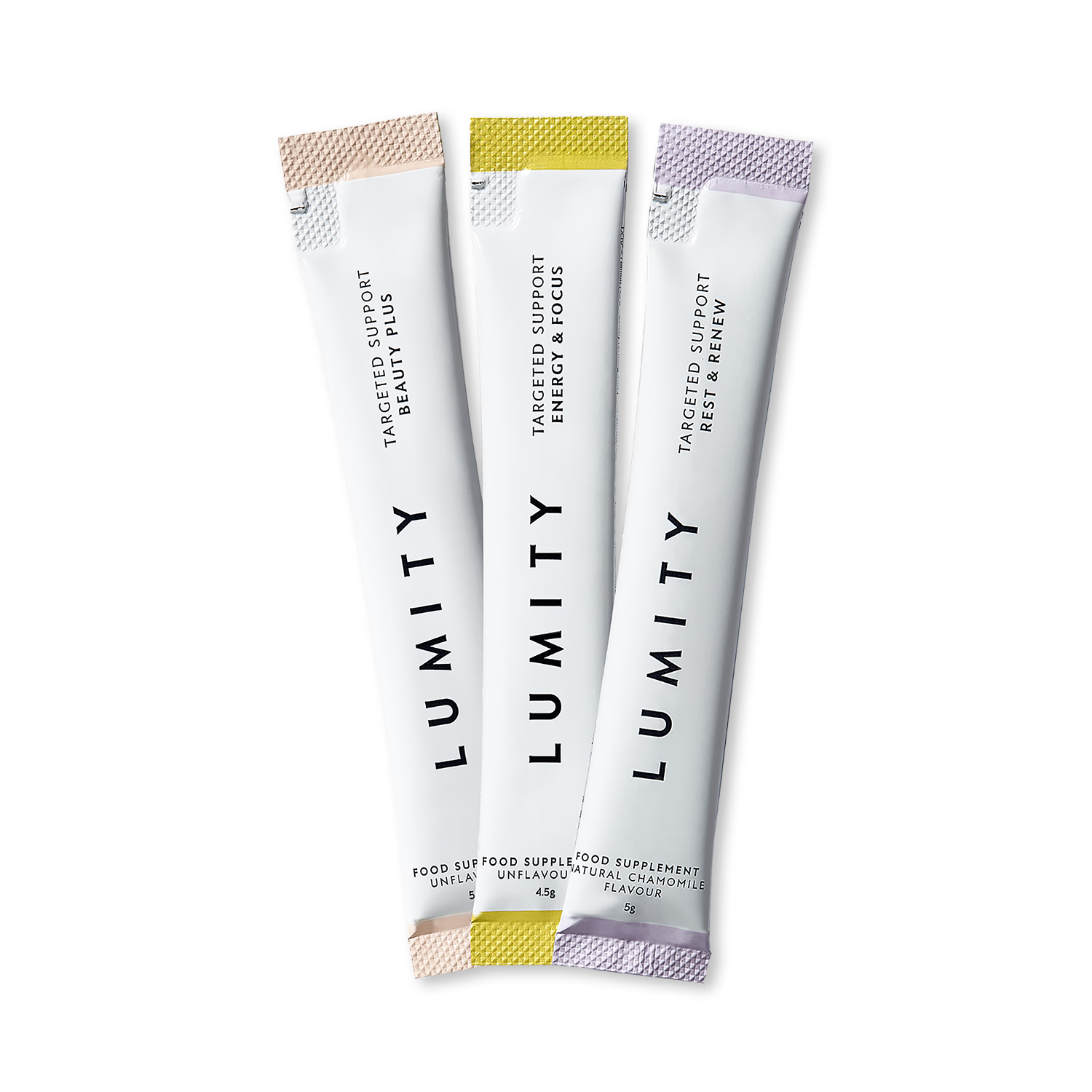 Lumity Discovery Trio supplement powders sample pack (British brand)
