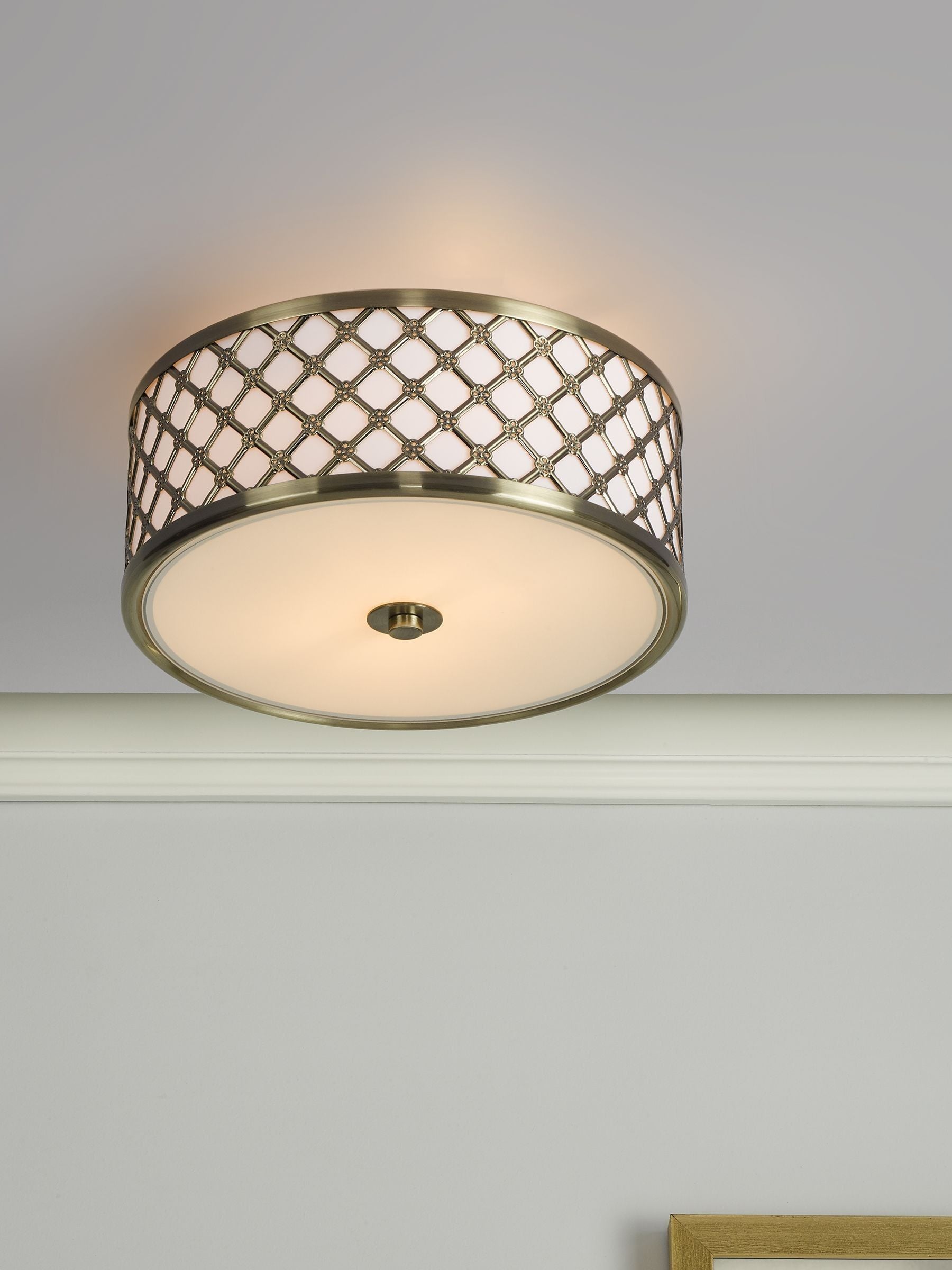 Dar Lighting brass flush ceiling light 31cm, UK version