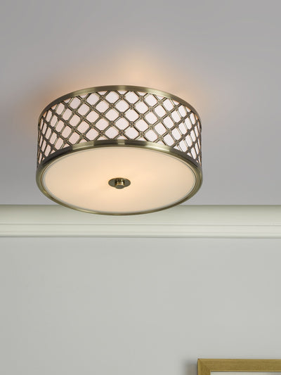 Next Dar Lighting Civic Brass 2 Light Flush Ceiling Light- Buy online at McGrocer