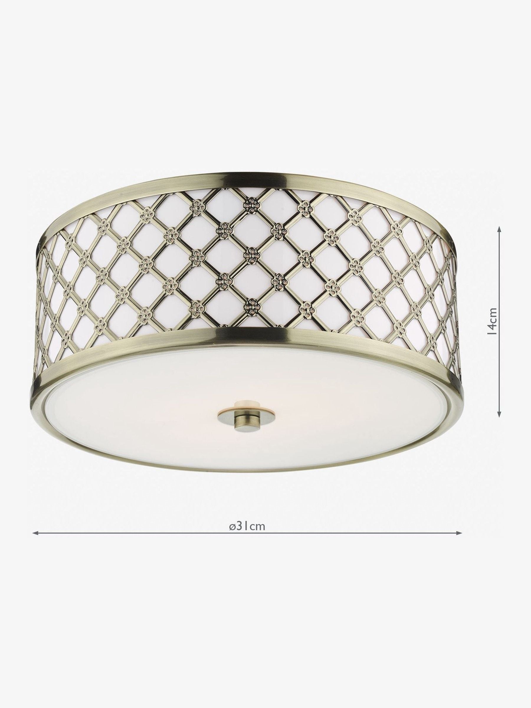 Dar Lighting brass flush ceiling light 31cm, UK version