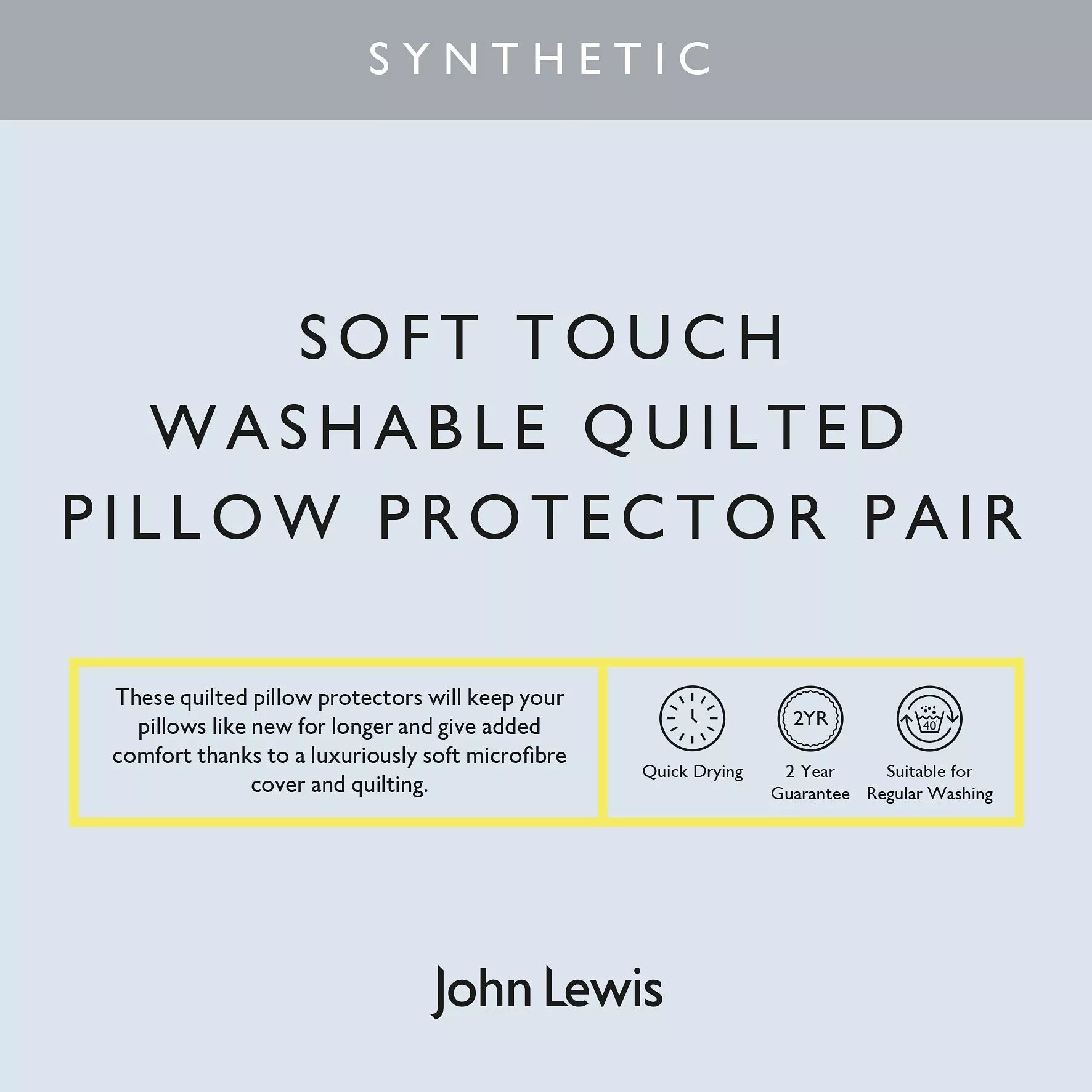 John Lewis quilted soft touch pillow protectors king size pair, UK version