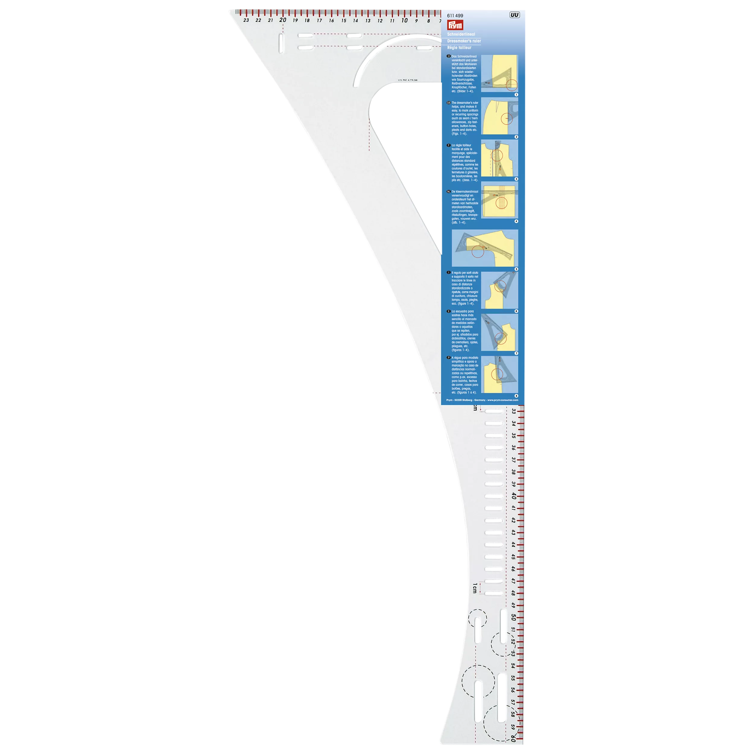 Prym dressmaker's ruler transparent measuring tool, UK version