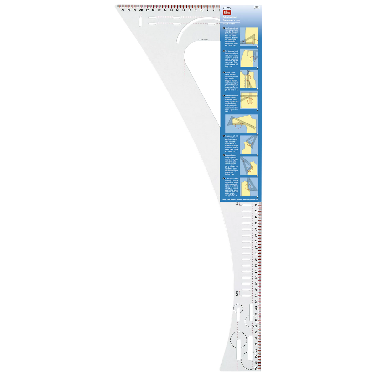 Prym dressmaker's ruler transparent measuring tool, UK version