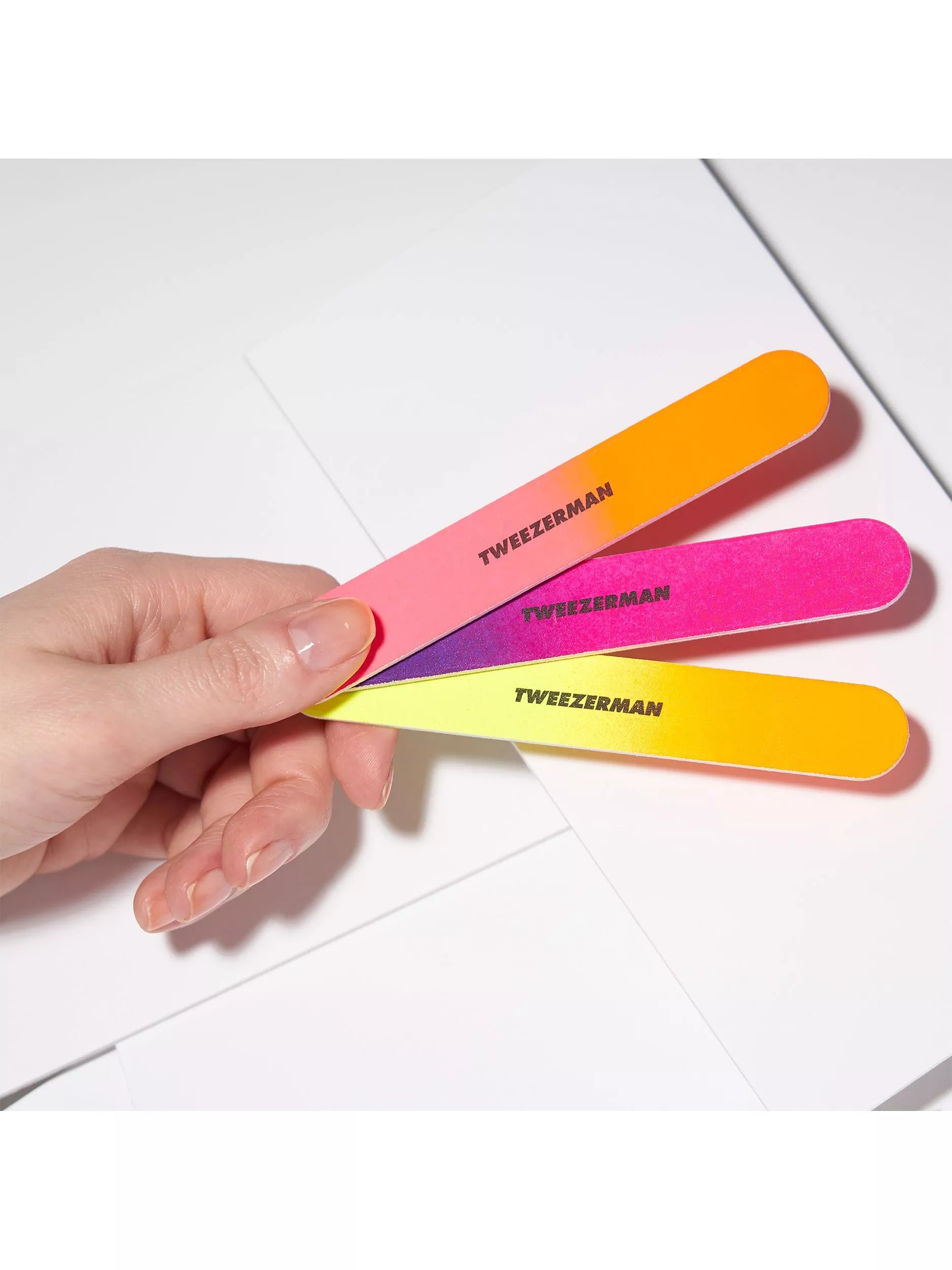 Tweezerman Neon Hot Filemates nail files, pack of 3 (British brand)