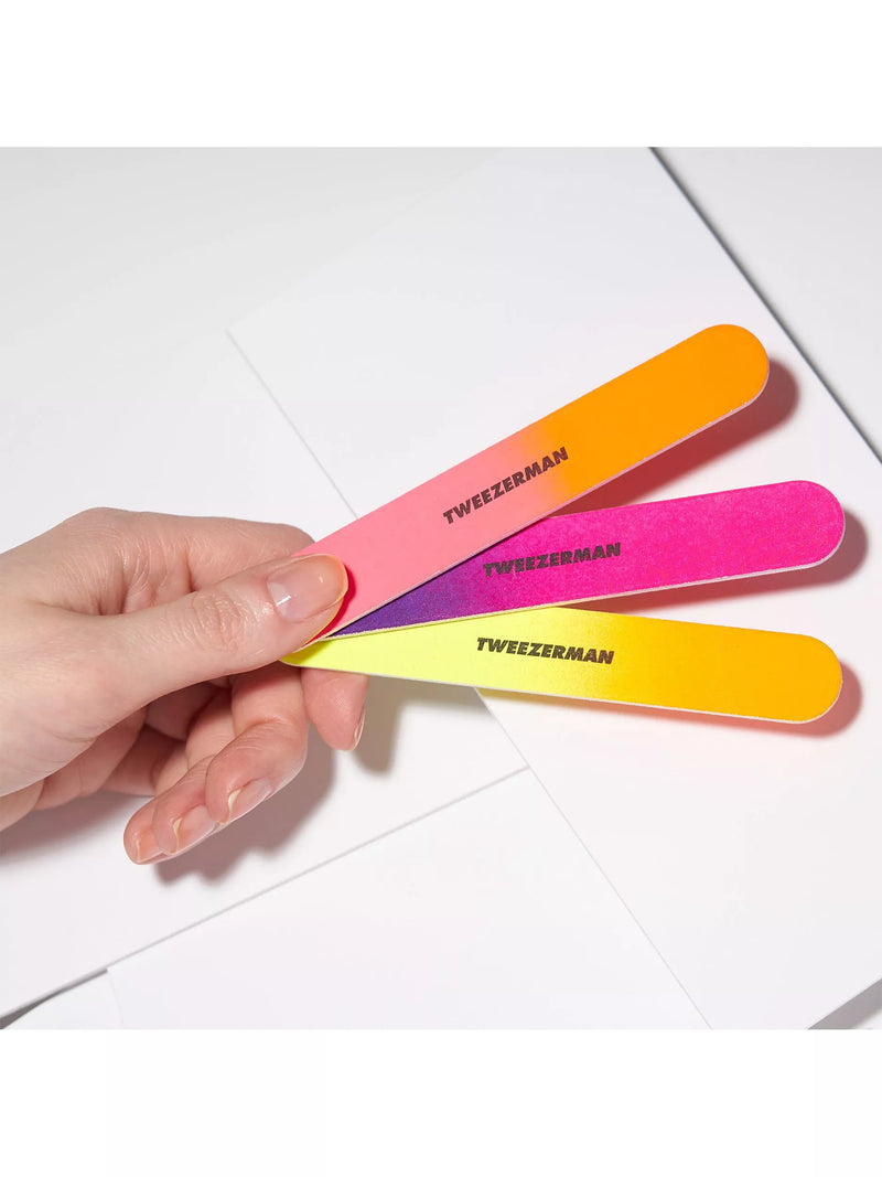 Tweezerman Neon Hot Filemates nail files, pack of 3 (British brand)