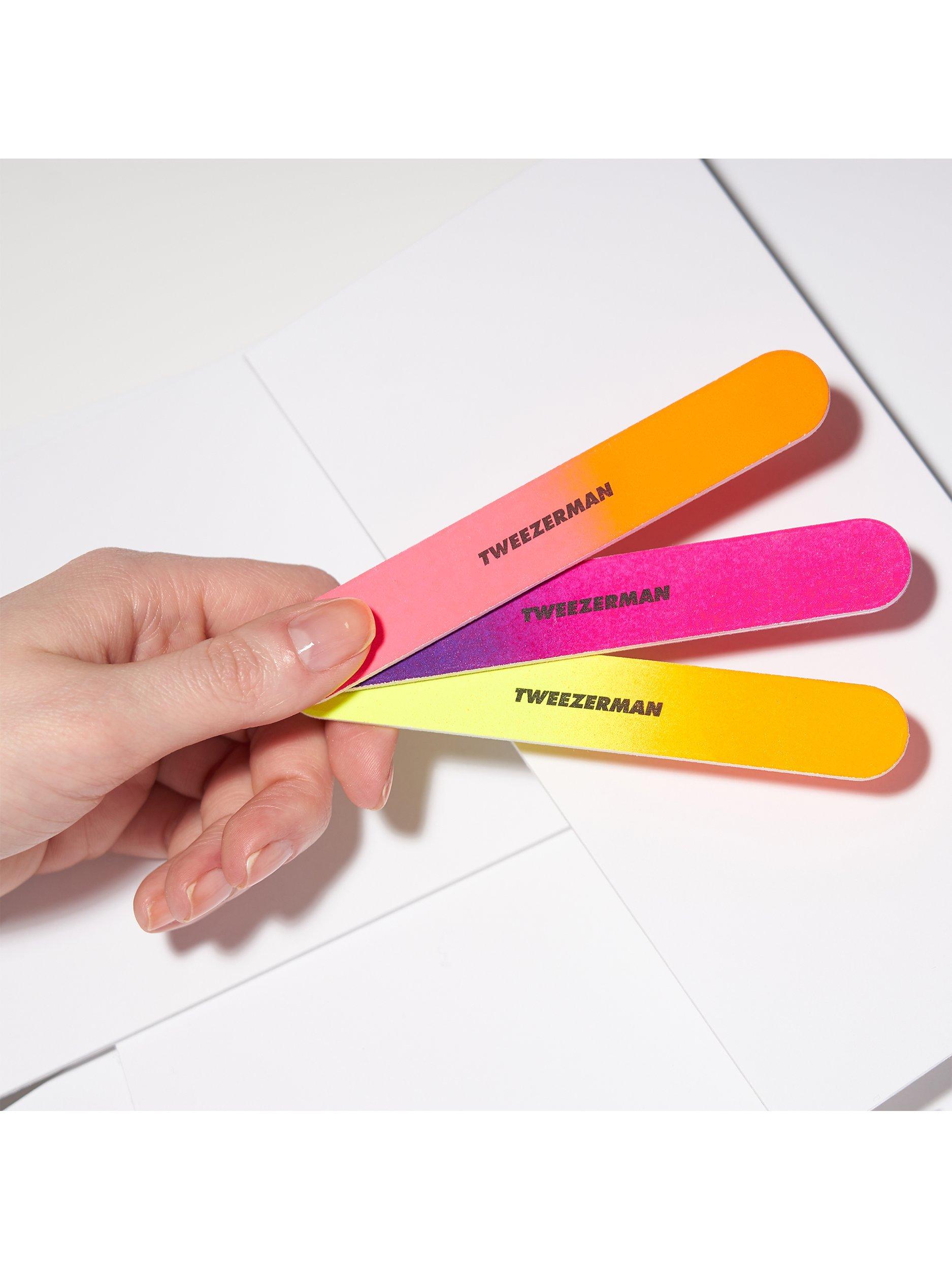 Tweezerman Neon Hot Filemates nail files, pack of 3 (British brand)