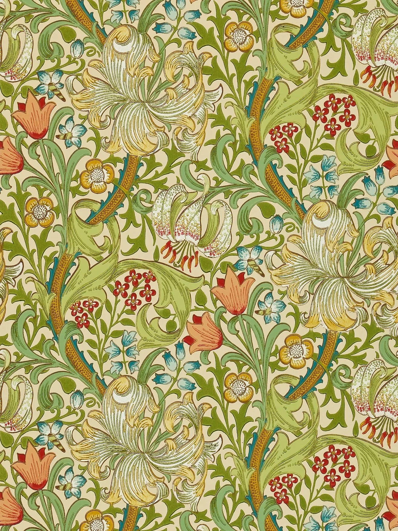 Morris & Co. Golden Lily wallpaper roll - British product