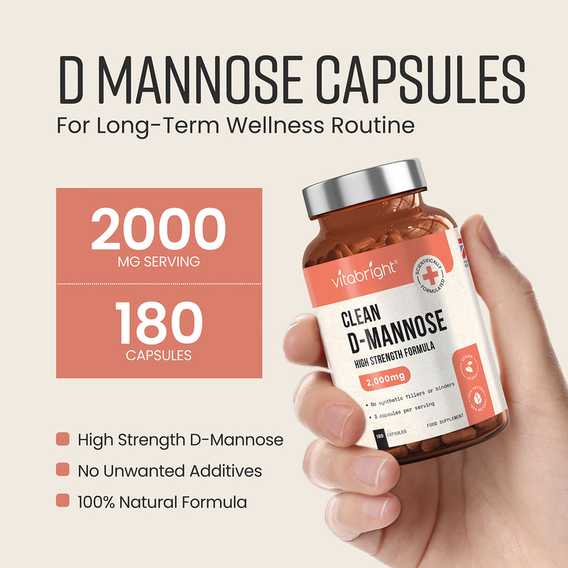 VitaBright pure D-Mannose 2000mg 180 capsules, UK version