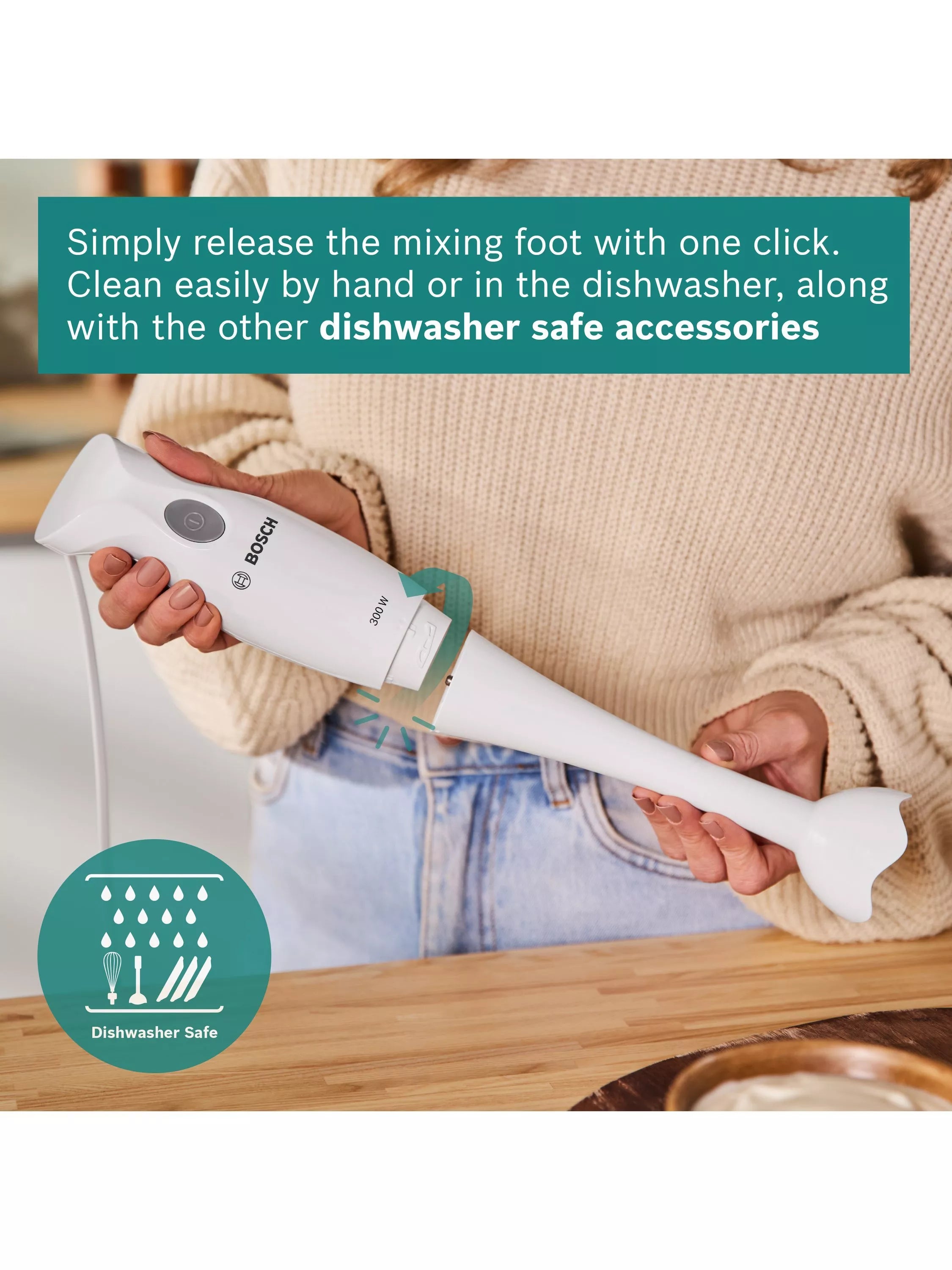 Bosch hand blender white 300W 700ml beaker, imported from the UK