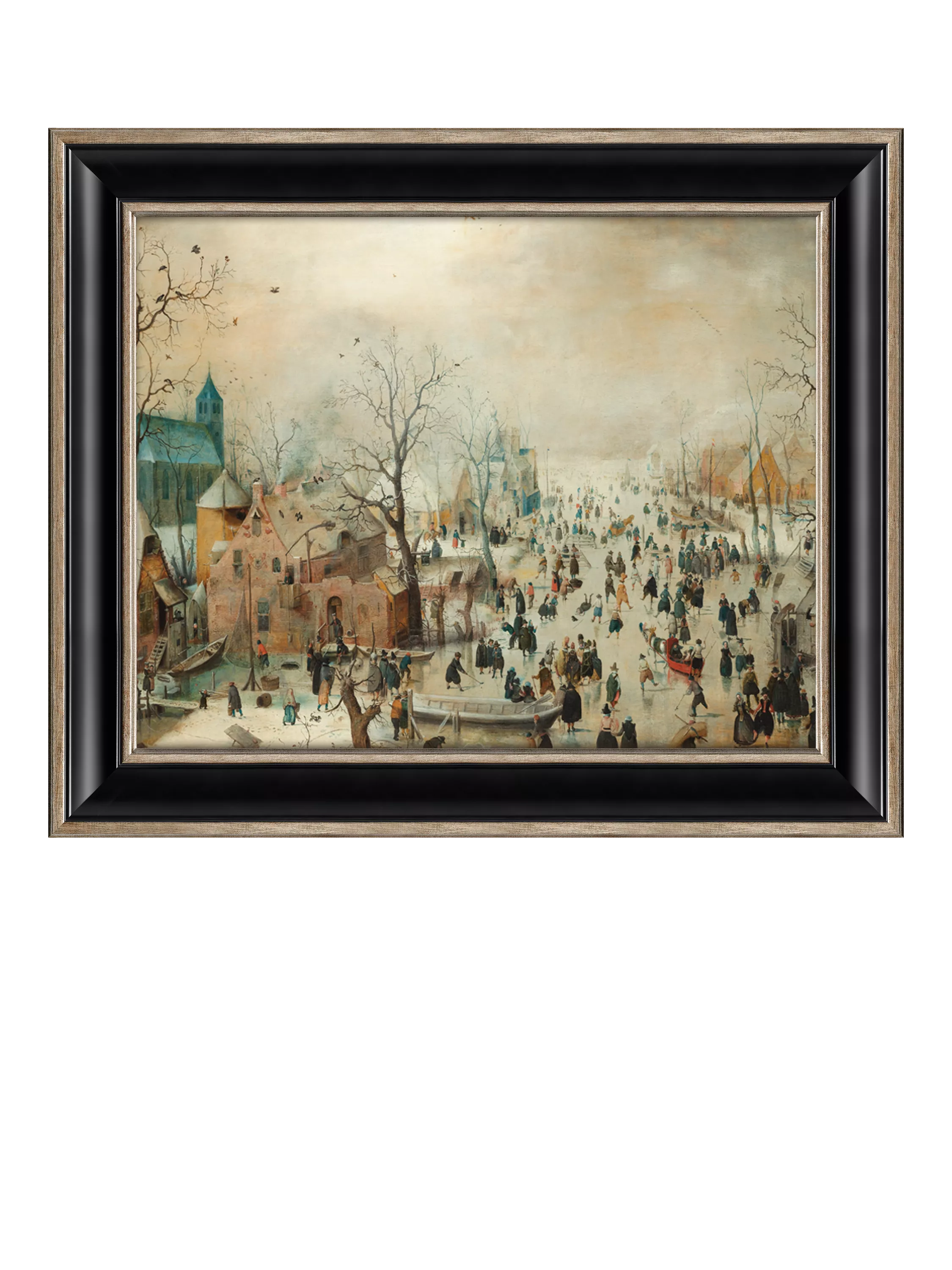 Brookpace Lascelles framed canvas print Winter Landscape with Skaters 36x42cm (British brand)